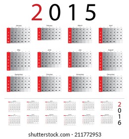 Simple european 2015, 2016 year vector calendars