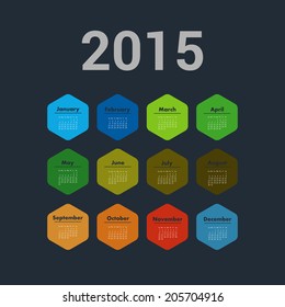 Simple european 2015 year calendar