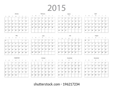 Simple european 2015 year vector calendar