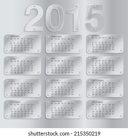 Simple european 2015 year vector calendar in steelness style