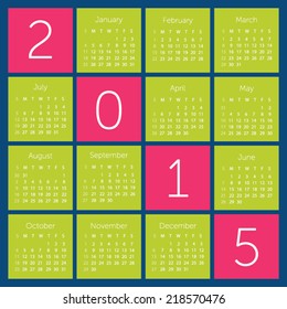 Simple european 2015 year vector calendar