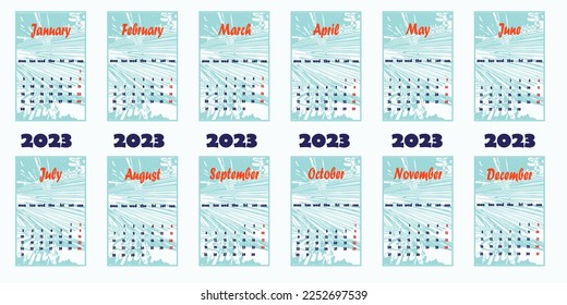 Simple european 2023 year vector calendar
