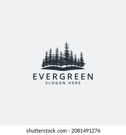 plantilla de diseño de vectores de logotipo simple evergreen. silueta evergreen icónico logo vectorial ilustración con estilos planos, modernos y únicos aislados en fondo blanco. 