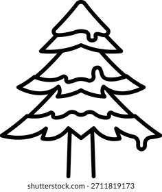Simple Evergreen Tree Outline with Snow Drip