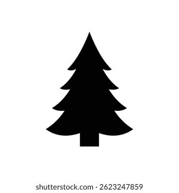 Simple Evergreen Tree Silhouette Vector Illustration On White Background Minimalist Design
