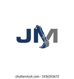 Logotipo de excavación simple con las iniciales JM 