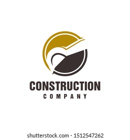 Simple Excavator and backhoe logo, construction logo icon vector template on white background