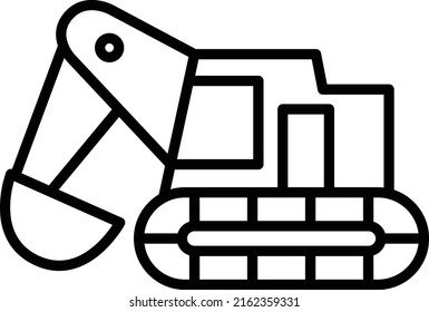 Icono de dibujo de línea de carro de excavadora simple