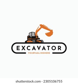 Simple Excavator Construction Vector Logo Design Idea