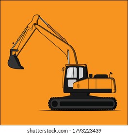 Simple Excavator flat vector Illustration