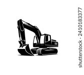 Simple Excavator Logo Flat Black Vector 