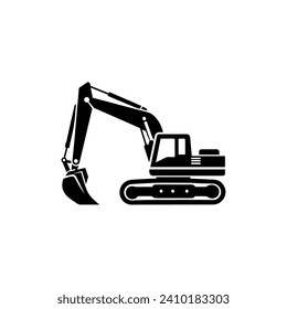 Simple Excavator Logo Flat Black Vector 