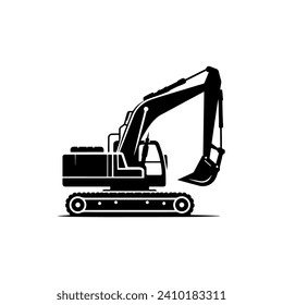 Simple Excavator Logo Flat Black Vector 