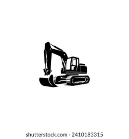 Simple Excavator Logo Flat Black Vector 