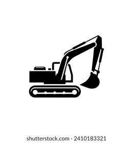 Simple Excavator Logo Flat Black Vector 