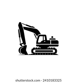 Einfaches Bagger-Logo mit schwarzem Vektorgrafik 