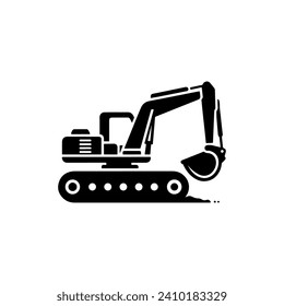 Simple Excavator Logo Flat Black Vector 