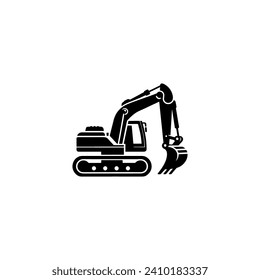 Simple Excavator Logo Flat Black Vector 