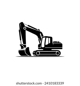 Simple Excavator Logo Flat Black Vector 