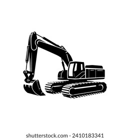 Simple Excavator Logo Flat Black Vector 