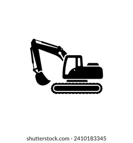 Simple Excavator Logo Flat Black Vector 