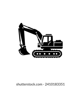 Simple Excavator Logo Flat Black Vector 