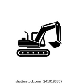 Simple Excavator Logo Flat Black Vector 