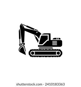 Simple Excavator Logo Flat Black Vector 