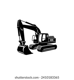 Simple Excavator Logo Flat Black Vector 