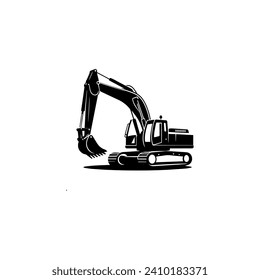 Simple Excavator Logo Flat Black Vector 