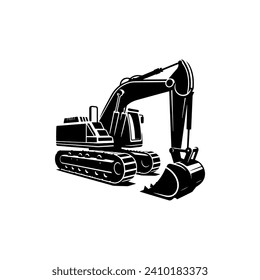 Simple Excavator Logo Flat Black Vector 