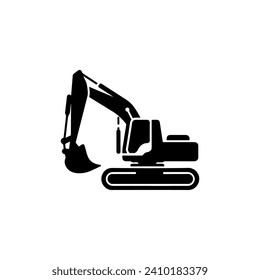 Simple Excavator Logo Flat Black Vector 