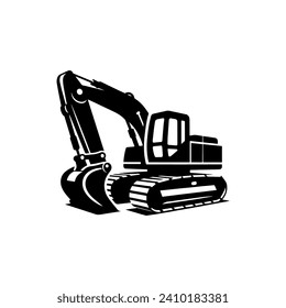 Simple Excavator Logo Flat Black Vector 