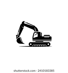 Simple Excavator Logo Flat Black Vector 