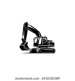 Simple Excavator Logo Flat Black Vector 