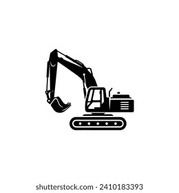 Simple Excavator Logo Flat Black Vector 