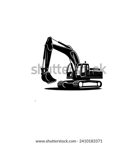 Simple Excavator Logo Flat Black Vector 