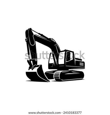 Simple Excavator Logo Flat Black Vector 