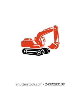 Simple Excavator Logo Flat Design Vector