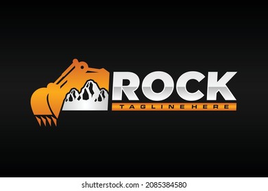 simple excavator orange rock logo