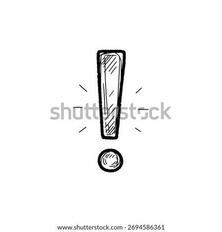 Simple Exclamation Mark Doodle Line Art Symbol for Warning Signs, Attention Highlights, Alert Messages and Creative Graphic Design Elements