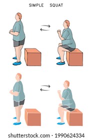 Simple exercises for beginners to support the body without injury. Squat pose.