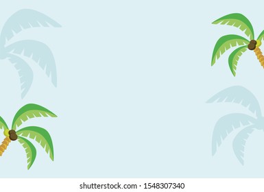 Simple exotic tropical jungle frame with palm trees and place for text. Travel banner design