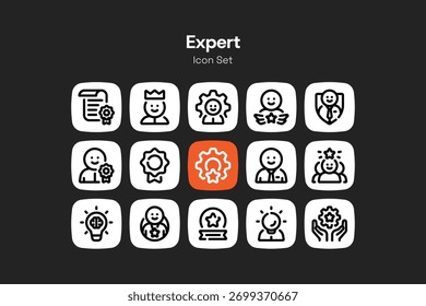 Simple expert outline icon set