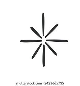 Simple explosion of sparks line icon. Thin black outline silhouette of firework rays or splashes of fire, sparks display of round shape shine monochrome icon, flare element vector illustration
