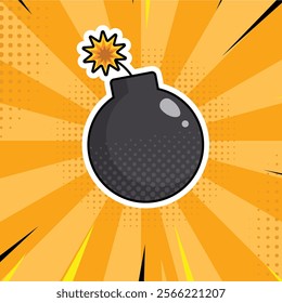 Simple explosive bomb pop art comic icon illustration