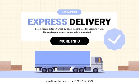 Simple Express Delivery Service Banner. Logistic Concept Design with Flat Design Truck