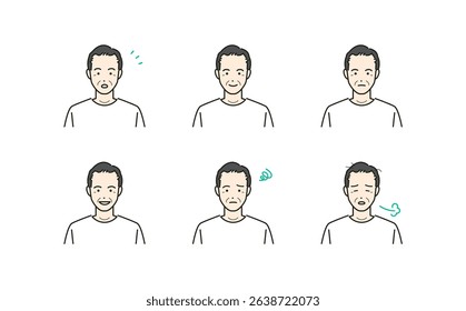 Simple and Expressive Avatar Set of Senior Men – Colorful Vector Illustrations