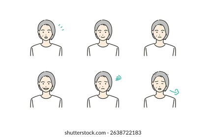 Simple and Expressive Avatar Set of Senior Women – Colorful Vector Illustrations