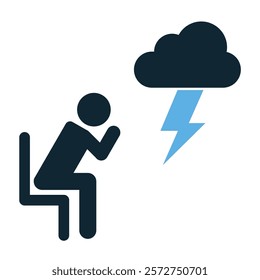 A simple and expressive depression icon vector representing sadness, mental health, and emotional struggle. Perfect for use in psychology, healthcare and wellness